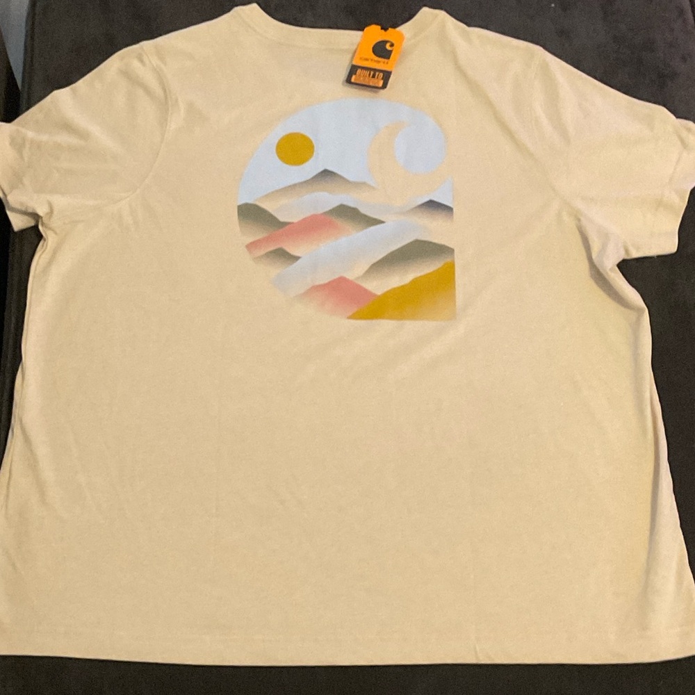 NWT Beige Graphic T-Shirt with Abstract Design